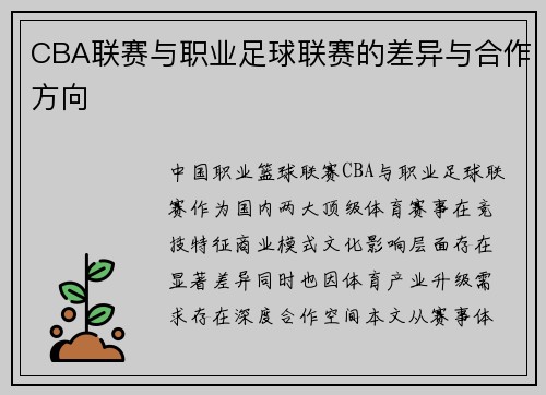 CBA联赛与职业足球联赛的差异与合作方向
